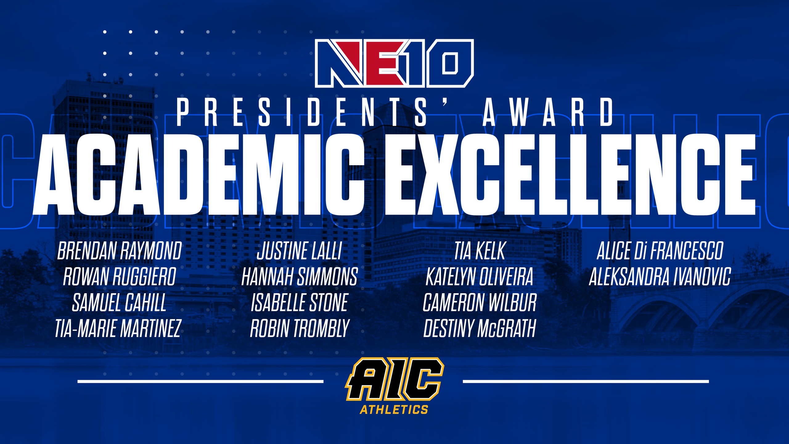 Fourteen from AIC earn 2025 Presidents' Award for Academic Excellence from NE10